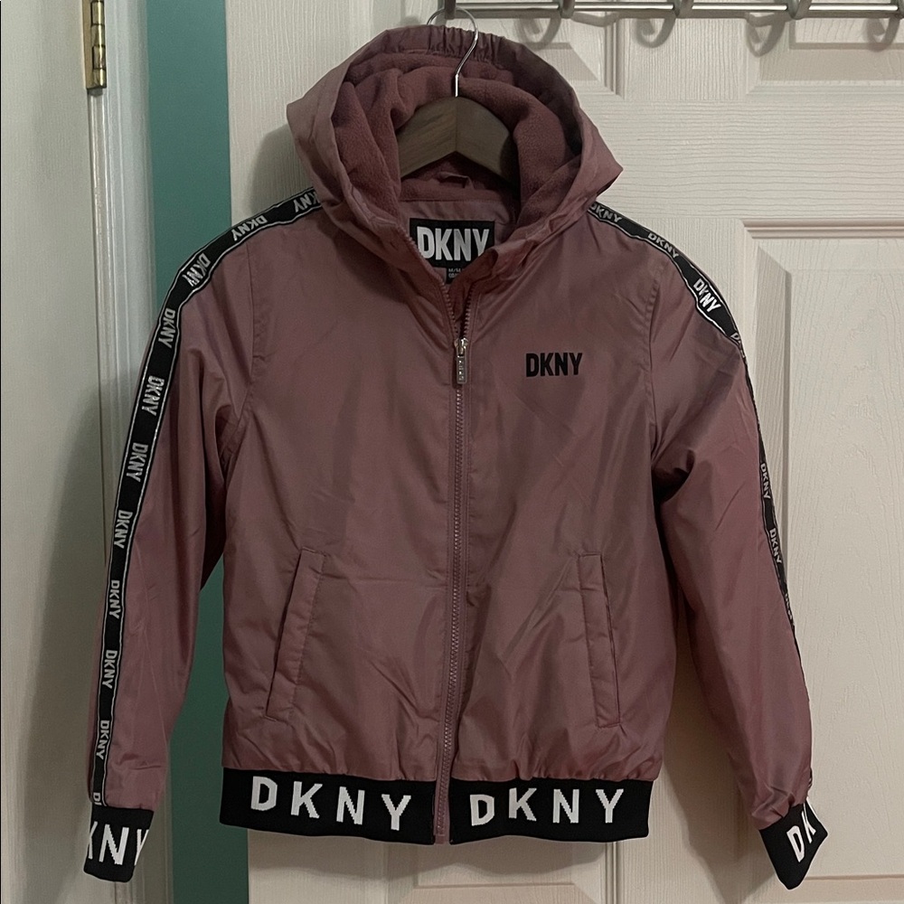 DKNY Mauve Hooded Jacket with Logo Accents